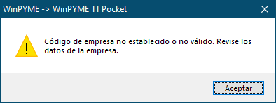 Código de empresa no válido